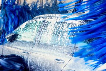 Car going through automatic car wash